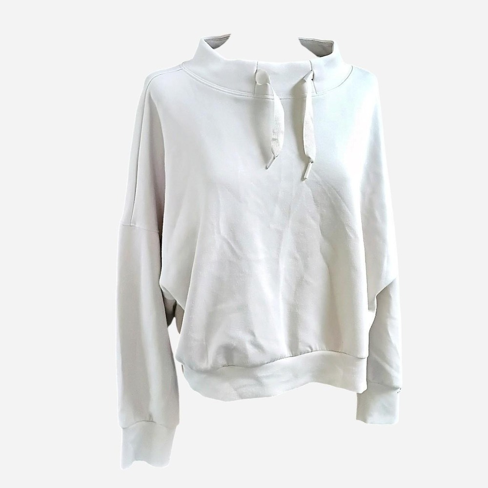 Stylus Drawstring Funnel Neck Cropped Sweatshirt  Size Large